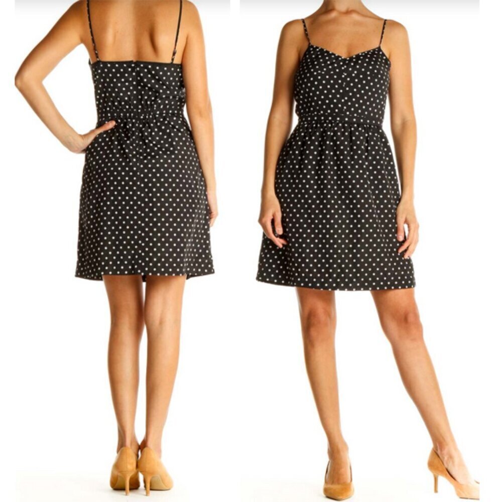 J.crew polka dot strappy silk dress, size 0 runs like xs/s or 4 timeless style.